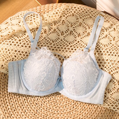 奥丽侬大胸显小超薄透气性感蕾丝内衣女上托防下垂侧收文胸CW9515