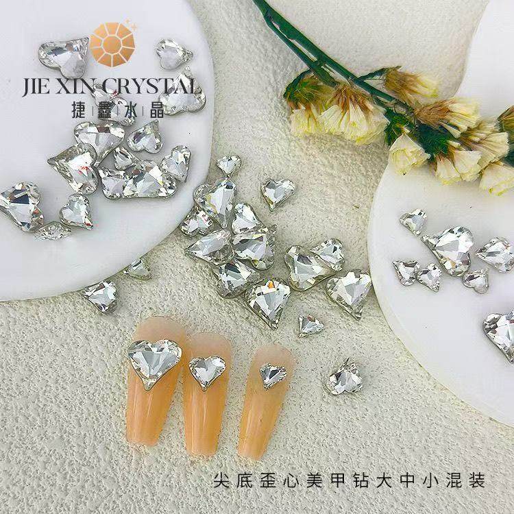 日系爆款超闪尖底歪心DIY玻璃钻饰镀底大中小混装指甲小饰品,彩妆/香水/美妆工具,指甲装饰,淘宝优惠券,粉丝福利购,淘宝优惠卷