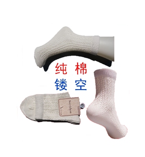 外贸纯棉女袜夏季全棉镂空袜子女日本原单薄款透气袜中筒防臭女袜