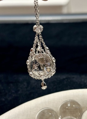 网兜珍珠项链|S925银镀金笼中珍珠复古时尚轻奢贵妇风纯银毛衣链