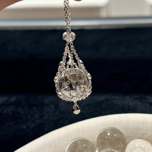 网兜珍珠项链|S925银镀金笼中珍珠复古时尚轻奢贵妇风纯银毛衣链