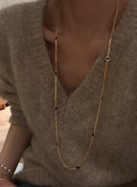 轻珠宝定制S925银镀金长期主义时髦雅典娜古巴小古币毛衣链