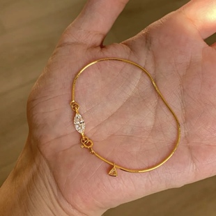 S925银镀金极简风马眼钻红宝蛇骨手链多种戴法可拼接项链