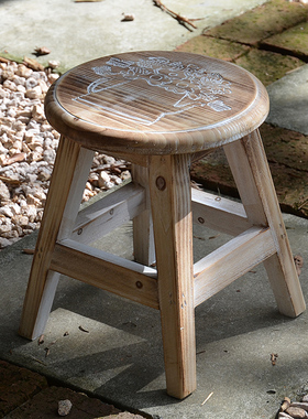 美式做旧实木多肉花托架矮花凳花盆架置物架田园阳台花园小矮凳子