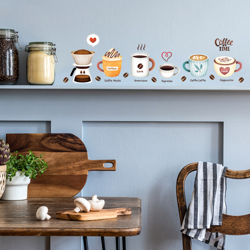 可移除墙贴橱柜厨房防水瓷砖贴玻璃防撞双面贴画装饰贴纸咖啡茶杯