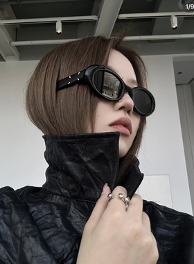 404的店复古大框椭圆时髦墨镜小红书网红同款OTTD穿搭太阳眼镜女