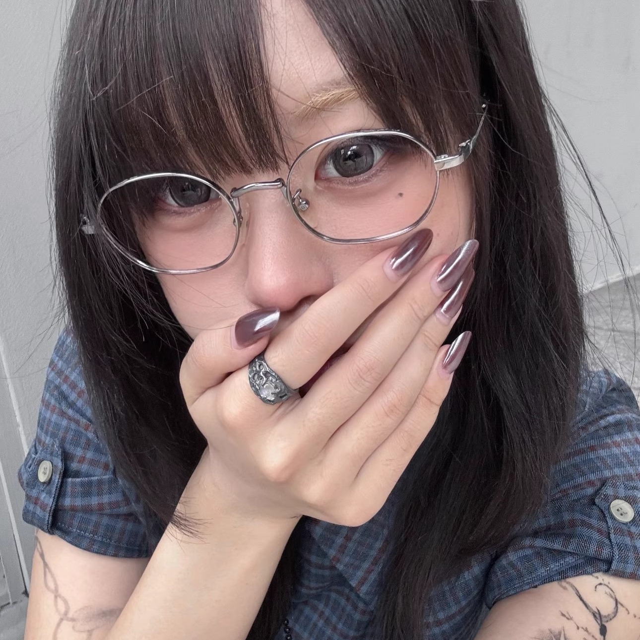 404的店复古小方框椭圆金属眼镜超轻斯文配度数甜酷辣妹近视镜框