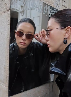 04的店暗黑风金属椭圆墨镜哥特