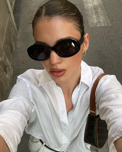 404 店复古椭圆偏光墨镜显脸小街拍凹造型太阳眼镜防紫外线男女