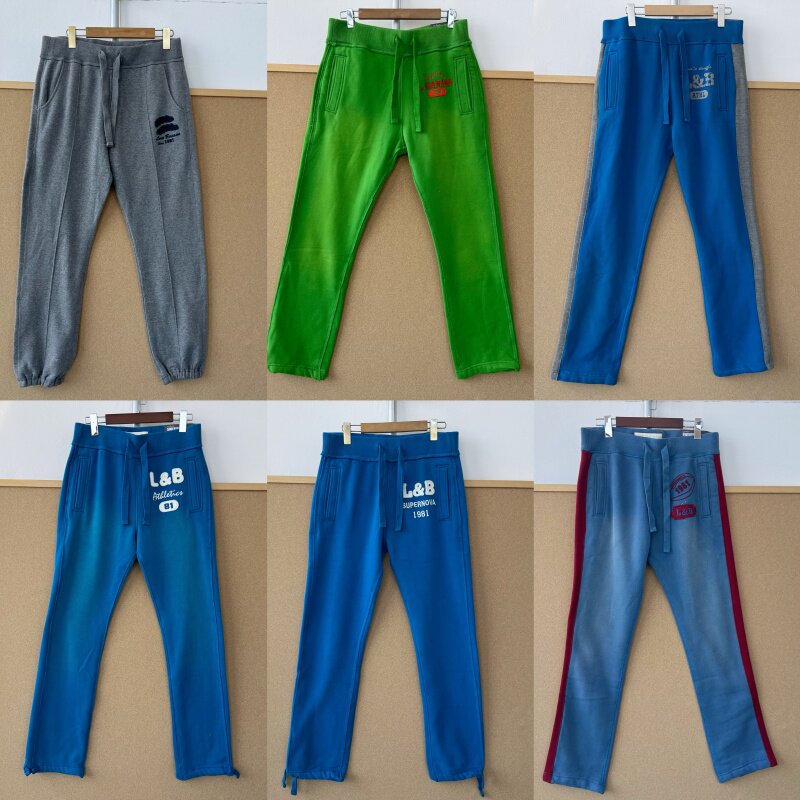 z2-31日潮男款加绒亮色系字母刺绣印花嘻哈风百搭直筒休闲裤Z26-4