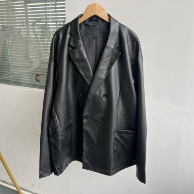 2L-37复古黑色皮衣光泽感显瘦商务休闲日常通勤潮流外套J25-5