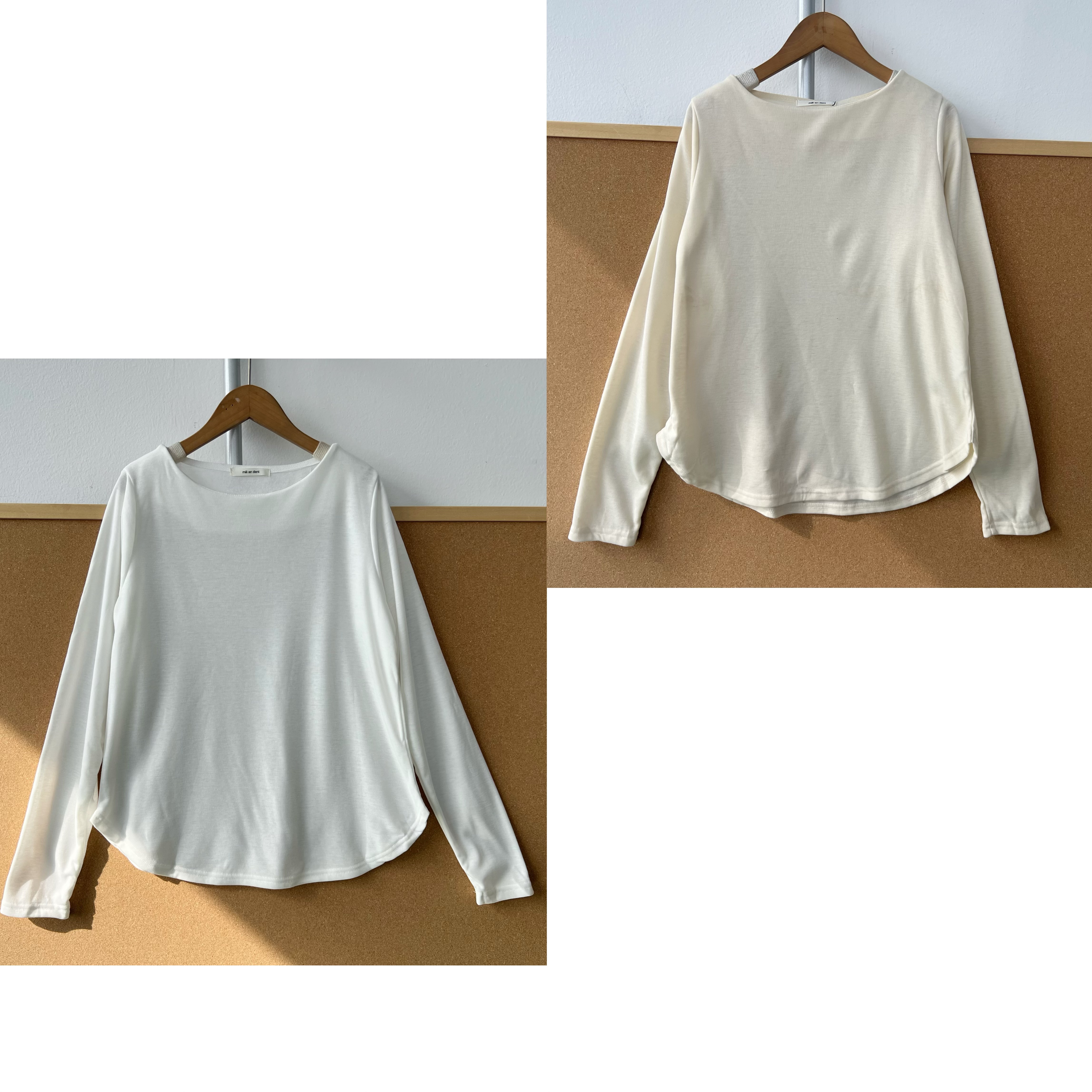 2u1-38秋慵懒风圆领薄绒柔软下摆圆弧百搭舒适显瘦长袖T恤H25-11