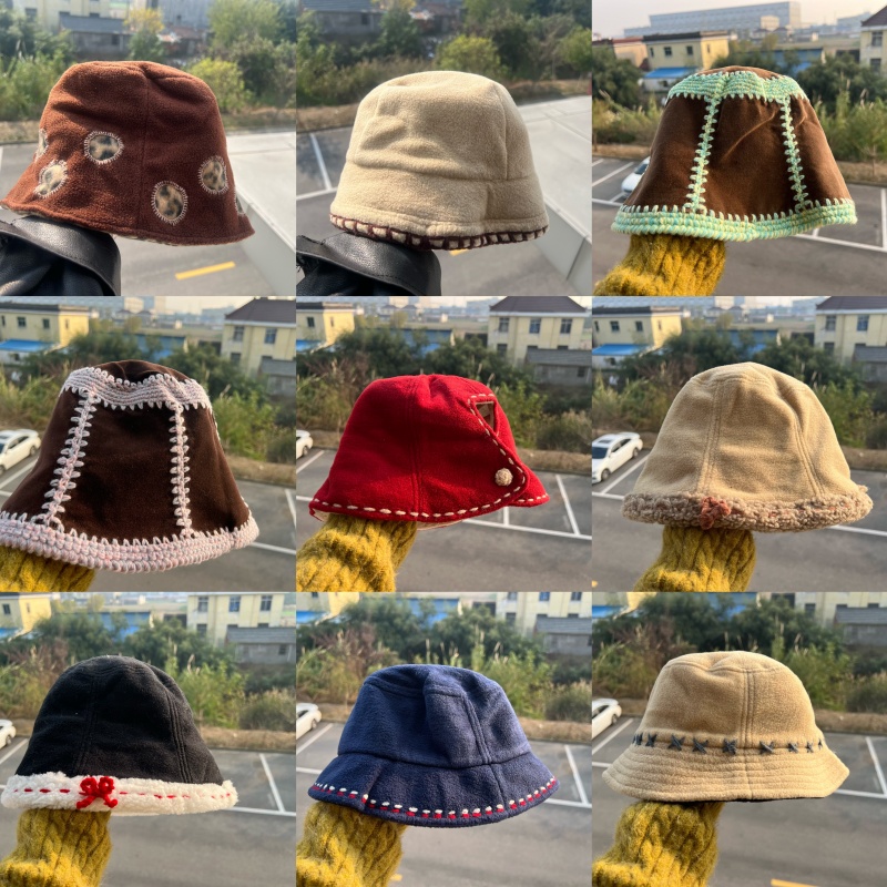 3S-3森系日单仿羊羔绒颗粒绒保暖渔夫帽遮脸显脸小慵懒风Y25-11