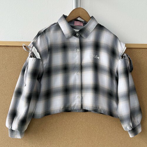 3K-15儿童款两件套圆领格子复古设计感慵懒风盐系字母长袖Y26-2 - 封面