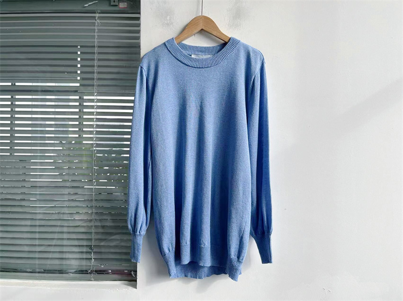 微瑕纯色简约百搭经典圆领套头针织衫长袖气质上衣打底衫薄款Y12