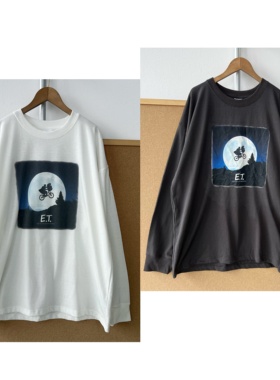 2X1-32复古印花长袖T恤慵懒风圆领舒适设计感内搭外穿上衣J26-2