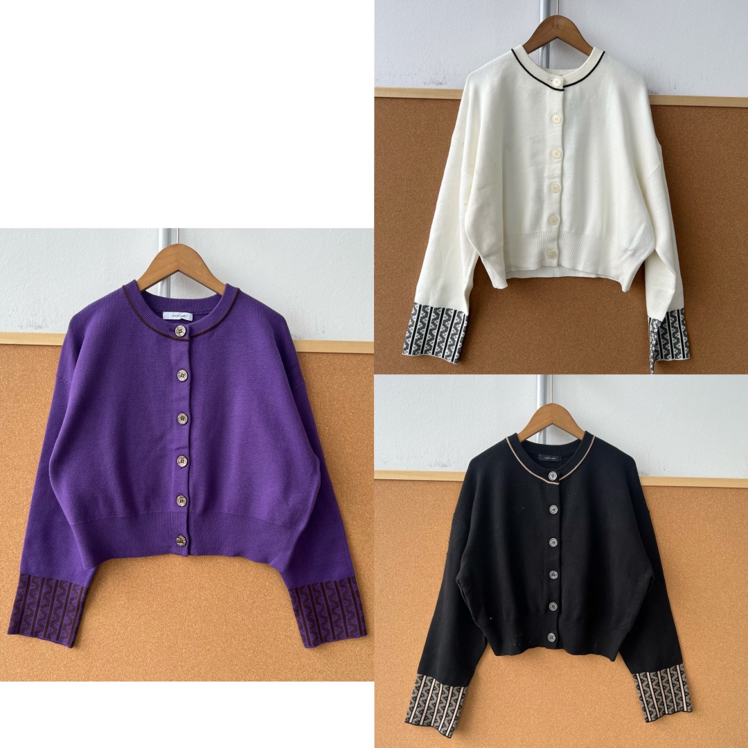 2L1-57高货！韩系简约圆领单排扣开衫袖口提花设计日常百搭Z25-10