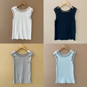 9女士夏季 无袖 背心内搭显瘦圆领套头上衣可外穿打底衫 2d1 Y25