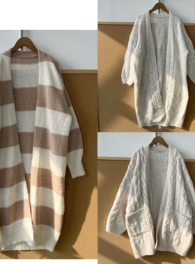 R2-66气质针织开衫舒适慵懒风中长款减龄叠穿外搭上衣J25-12