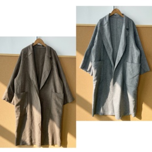 上衣J25 外套简约翻领开衫 4复古气质大口袋慵懒风中长款 2z1