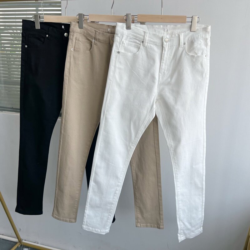 2d-15女士春夏季修身显瘦有弹力纯色牛仔裤简约休闲长裤韩版Y25-5 - 南方小外贸服装批发1号店出品