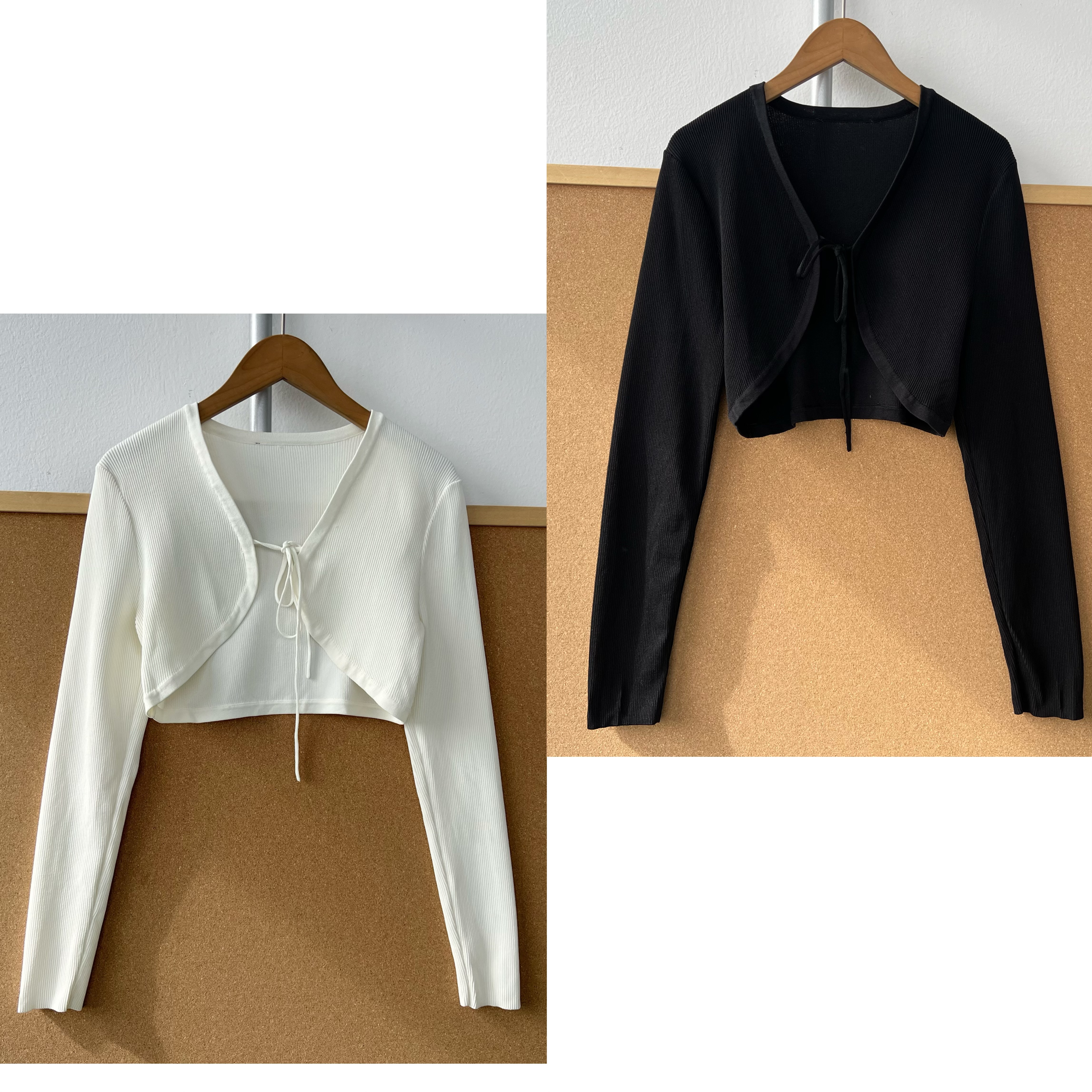 楼6A-64纯欲气质V领小披肩绑带短款开衫修身款可叠穿小外套H25-11