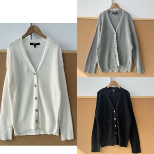 J1-131纯棉纯色日系慵懒风针织开衫外套显瘦单排扣气质宽松Y25-10