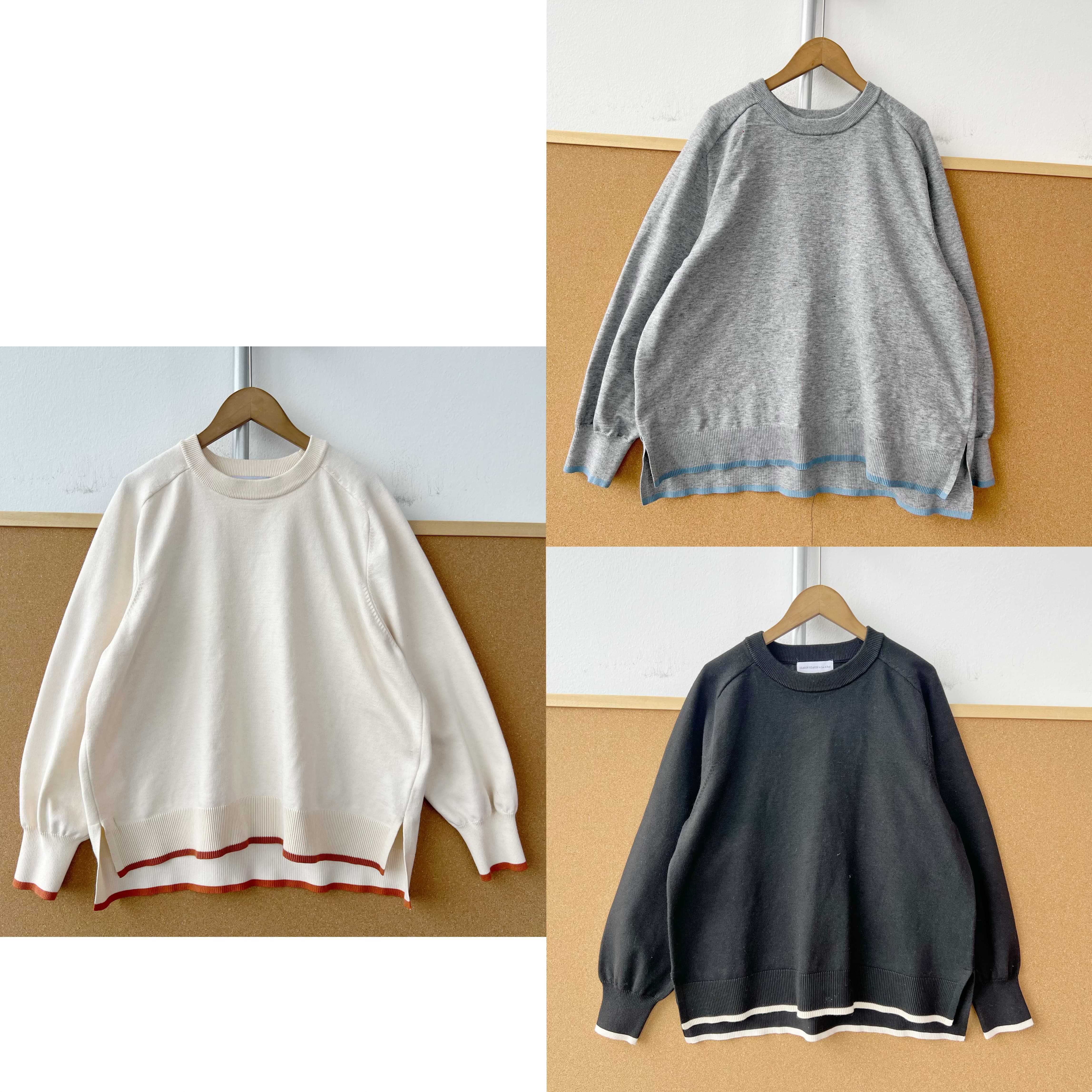 2S1-32简约长袖针织衫气质宽松百搭舒适设计感休闲上衣J25-10