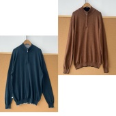 14男士 纯棉半拉链针织衫 时尚 2V1 纯色秋冬舒适保暖套头毛衣H25