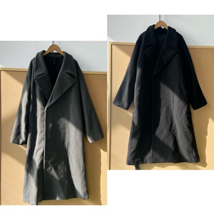 气质后开叉设计感中性风毛呢大衣Z25 领中长款 61复古西装