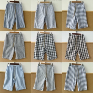 南3-94短裤合集!薄款松紧腰条纹设计感百搭休闲裤简约慵懒风H26-2