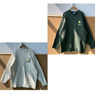 圆领纯色简约黄鸭几次保暖宽松重磅上衣Z25 2d1 21雪尼尔毛衣