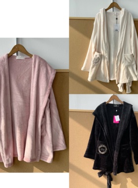 2J-34软糯亲肤舒适秋冬毛茸茸慵懒松弛浴袍家居服睡袍外套H25-12