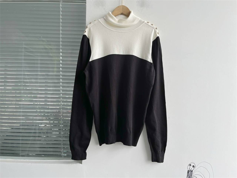 长袖撞色拼接针织打底衫秋冬内搭