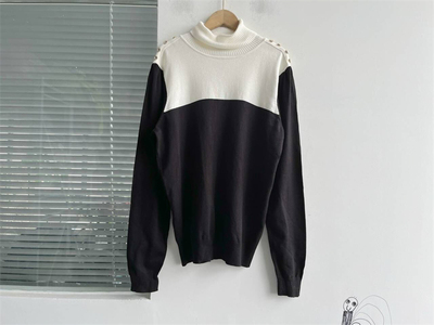 长袖撞色拼接针织打底衫秋冬内搭