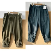 50日单大码 松紧腰纽扣装 饰设计舒适复古显瘦遮肉束脚裤 楼4A J26