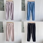 百搭气质通勤潮流高腰显瘦设计感Y25 纯色休闲宽松长裤 3夏季