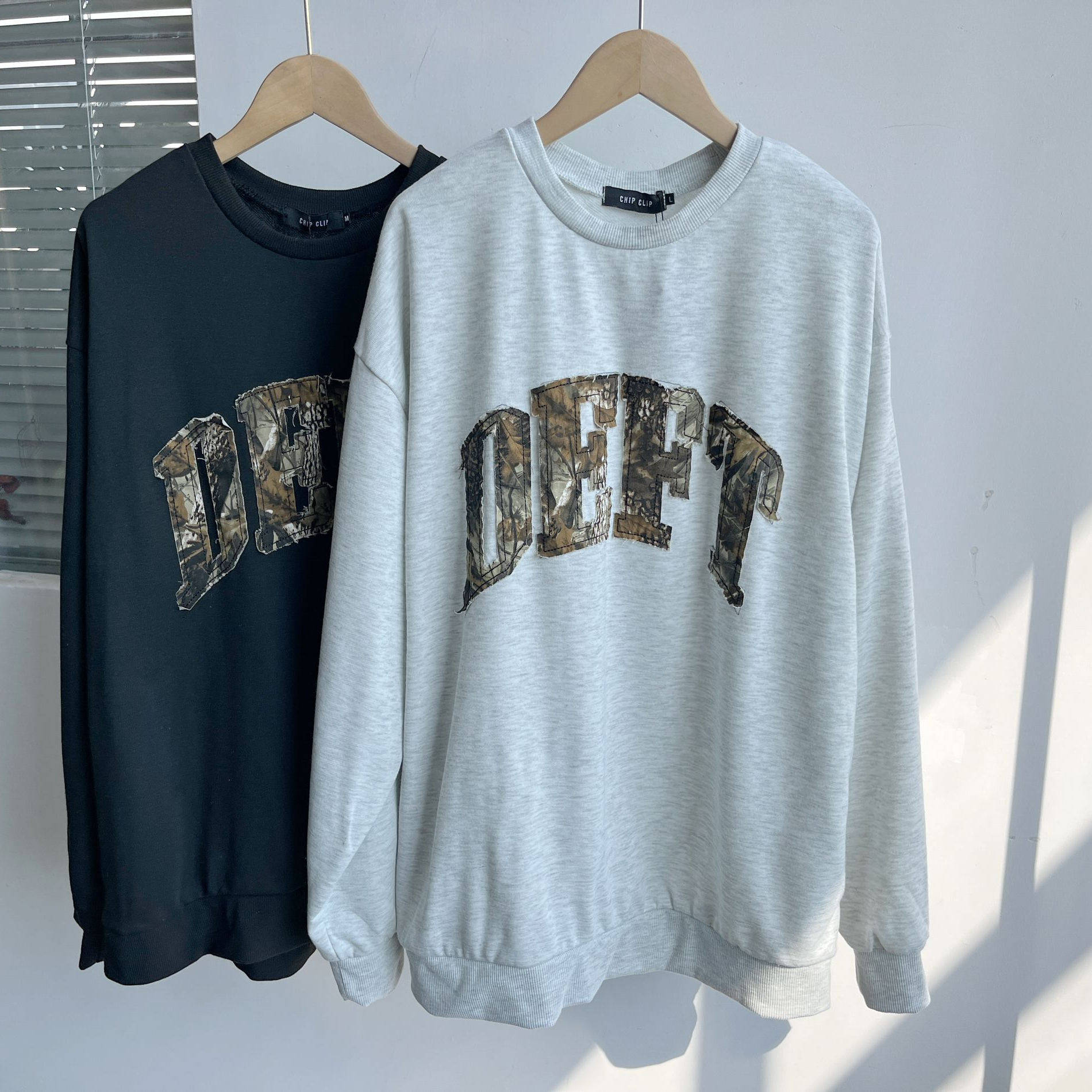 B2-158春款美式复古字母长袖圆领卫衣男设计个性宽松显瘦D25-3