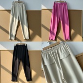 H26 90小众肌理感舒适亲肤松紧腰多色高腰垂感百搭休闲萝卜裤