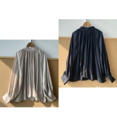 南4 上衣H26 26法式 轻熟风时髦洋气立领褶皱高级感气质百搭衬衫