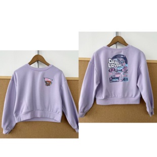 2V-28女童甜美可爱卡通人物字母印花时尚洋气显白圆领卫衣H26-1