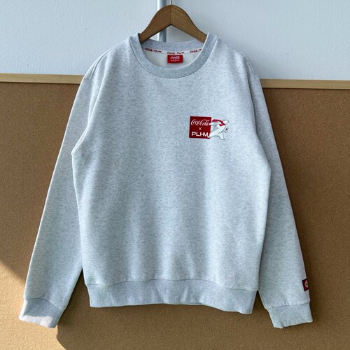 2O1-35秋冬男女加绒潮牌灰色圆领卫衣北极熊印花休闲风上衣Z25-10