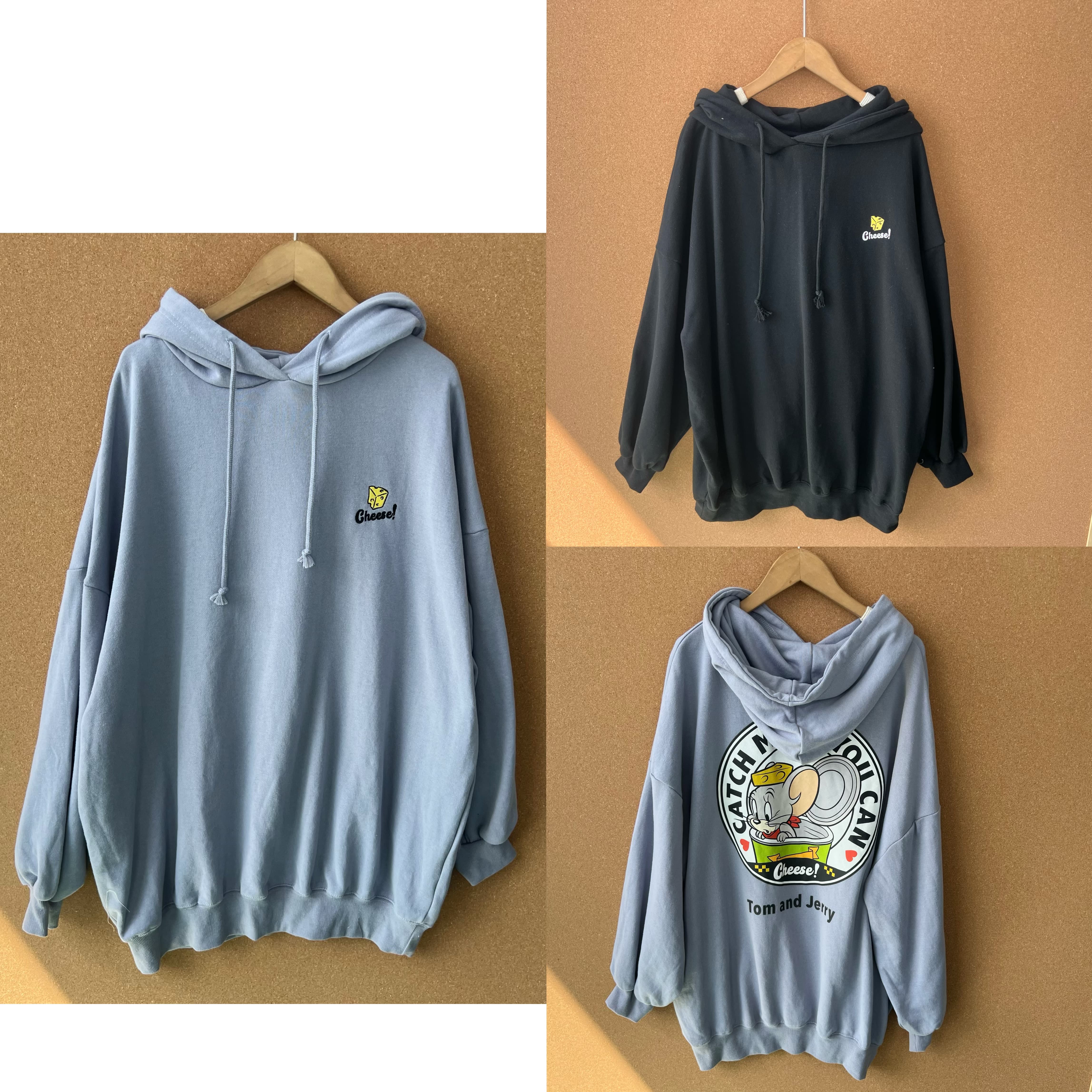 2P1-14猫和老鼠卡通印花连帽长袖卫衣慵懒风舒适休闲上衣J25-9