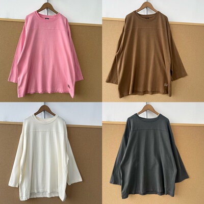 2z-69长袖圆领中袖T恤上衣慵懒风文艺打底百搭简约显瘦套头Y26-3