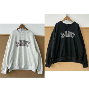 圆领学院风薄绒宽松上衣无帽慵懒风卫衣字母刺绣Y26 69美式 2P1