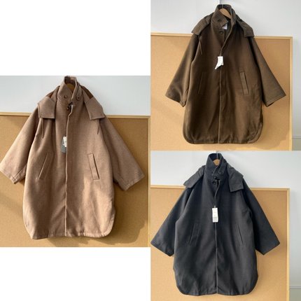 3F-7高货！贵货！厚实连帽简约慵懒风高级感毛呢大衣外套Z25-12