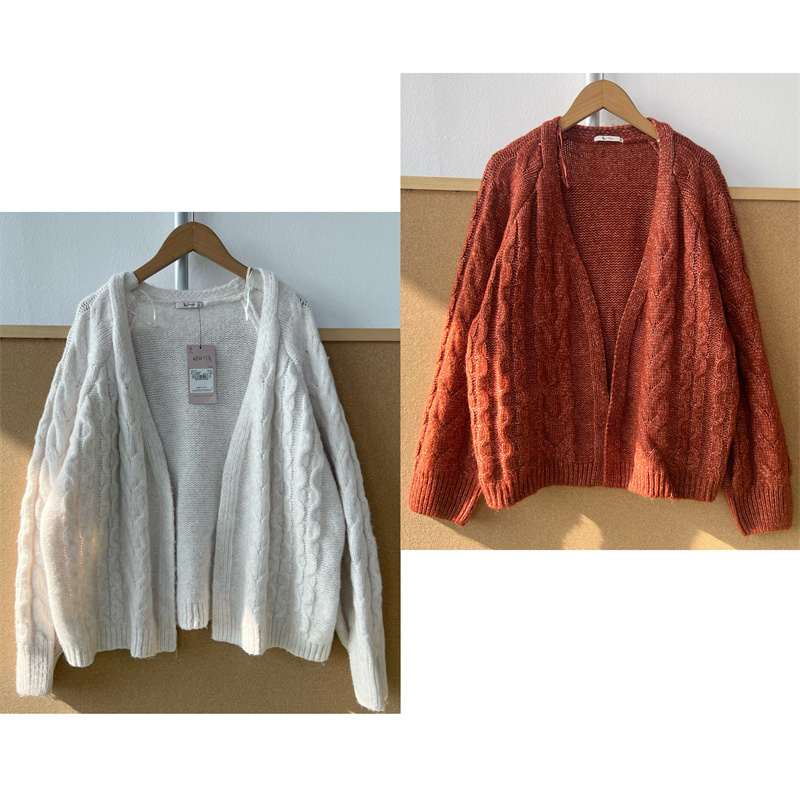 南3-63女士复古麻花针织无扣开衫慵懒风气质百搭显瘦上衣Z25-12