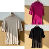 H25 楼3A 修身 显瘦坑条打底衫 58春秋高领针织中袖 内搭舒适时尚