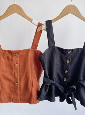 微瑕韩系纯色背心吊带时尚百搭简约气质休闲宽松无袖短款夏季Y7
