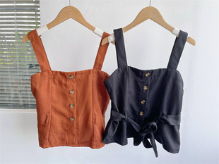 夏季 短款 百搭简约气质休闲宽松无袖 微瑕韩系纯色背心吊带时尚